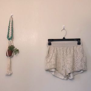 miami lined lace cream shorts with wide stretchy waistband, fully lined, size S